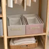 Pink and beige two-color storage box for home organization and storage, simple Nordic style details Picture